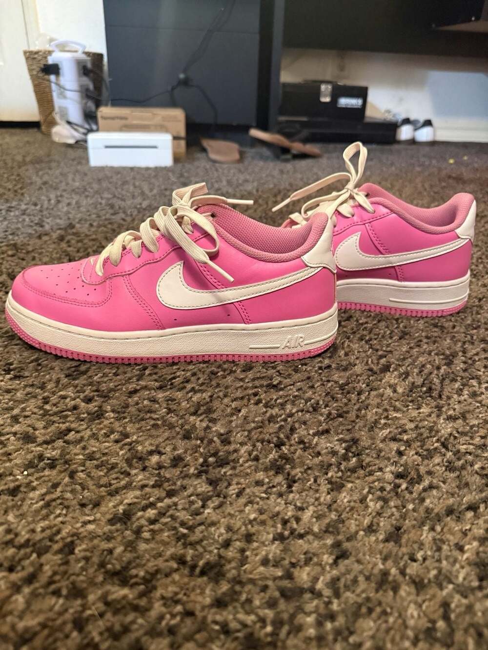 Nike Air Force Size 5.5Y Pink White Sneakers